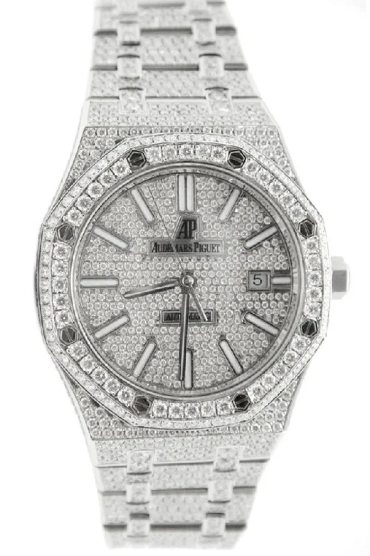 Audemars Piguet Royal Oak 41 Custom Diamonds Steel Men's Watch 15400ST.OO.1220ST.01