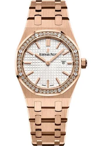 Audemars Piguet Ladies Collection Royal Oak Quartz Watch-Silver Dial 33mm-67651OR.ZZ.1261OR.01