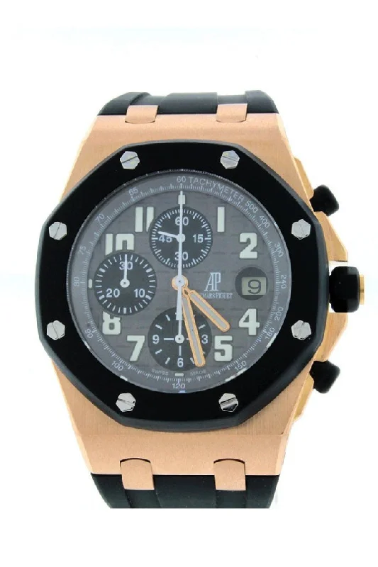 Audemars Piguet Royal Oak Offshore Black Dial 18kt Rose Gold Black Rubber Chronograph Men's Watch 26178OK.OO.D002CA.01