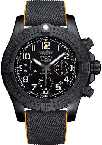 Breitling Avenger Hurricane 45 Watch - Breitlight¬Æ Case - Volcano Black Dial - Anthracite and Yellow Military Rubber Strap - XB0180E4/BF31-military-rubber-anthracite-yellow-deployant