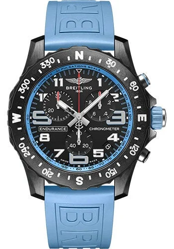 Breitling Endurance Pro Watch - Breitlight¬Æ - Black Dial - Blue Rubber Strap - Tang Buckle - X82310281B1S1