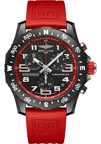 Breitling Endurance Pro Watch - Breitlight¬Æ - Black Dial - Red Rubber Strap - Tang Buckle - X82310D91B1S1