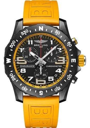 Breitling Endurance Pro Watch - Breitlight¬Æ - Black Dial - Yellow Rubber Strap - Tang Buckle - X82310A41B1S1