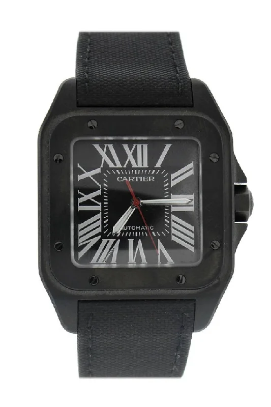 Cartier Santos Automatic Black Dial PVD Mens Watch WSSA0006