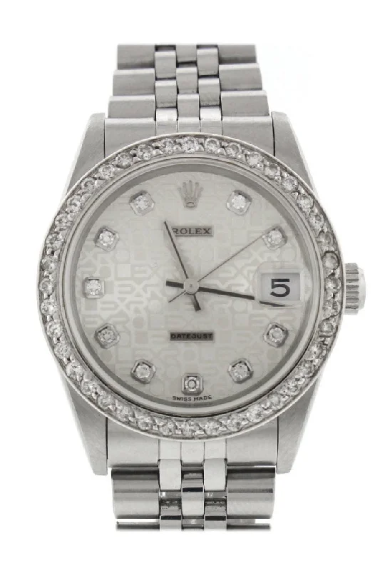 Custom Rolex Datejust Lady 31 Silver Diamond Dial Diamond Bezel Ladies Watch 178274 Pre-owned