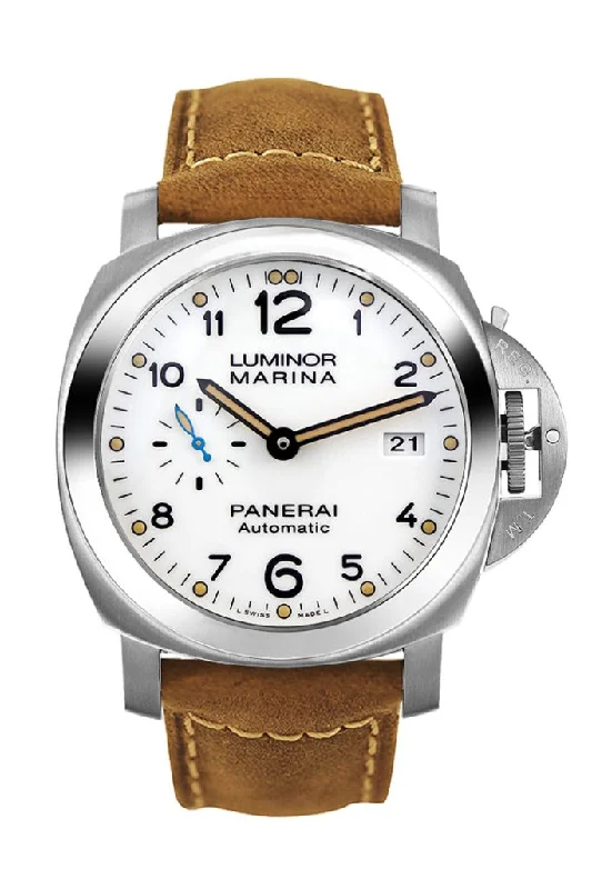 Panerai Luminor 3 Day Brown Leather White Dial Watch PAM01499