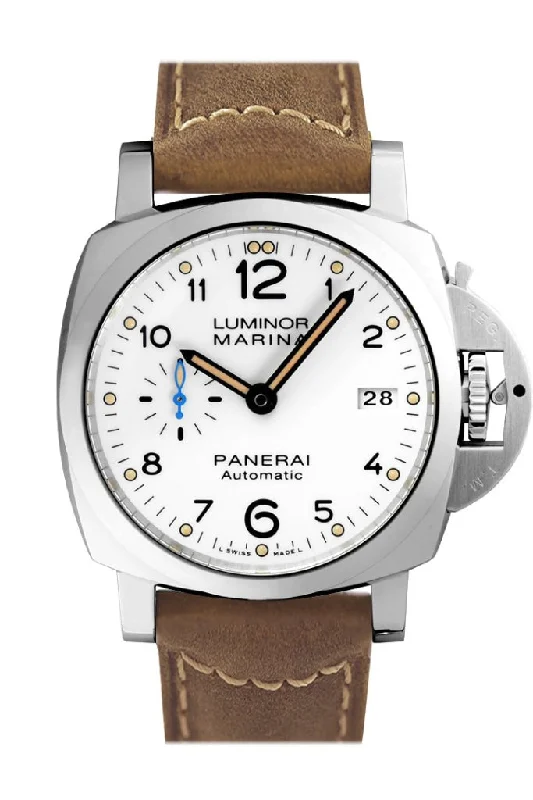 Panerai Luminor 3 Day Brown Leather White Dial Watch PAM01523