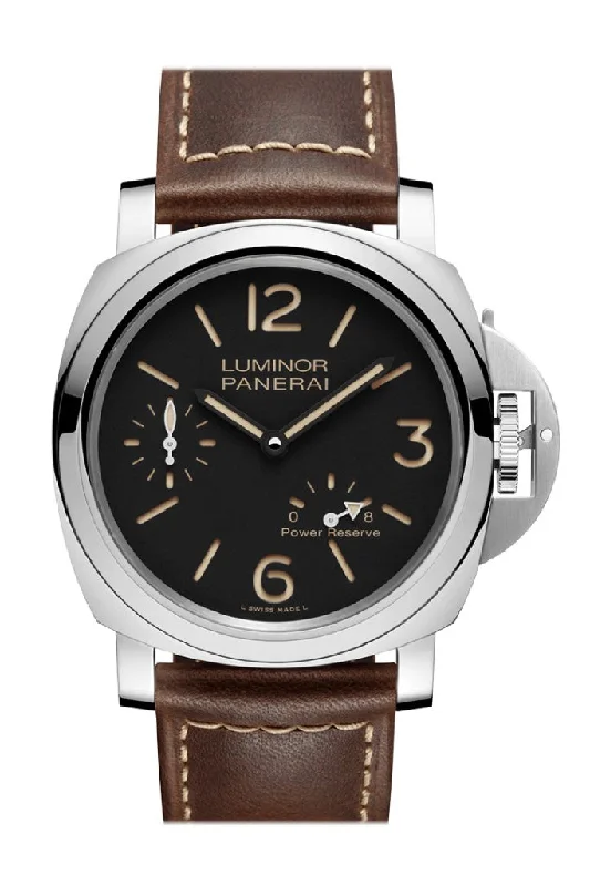 Panerai Luminor 8 Day Brown Leather Black Dial Watch PAM00795