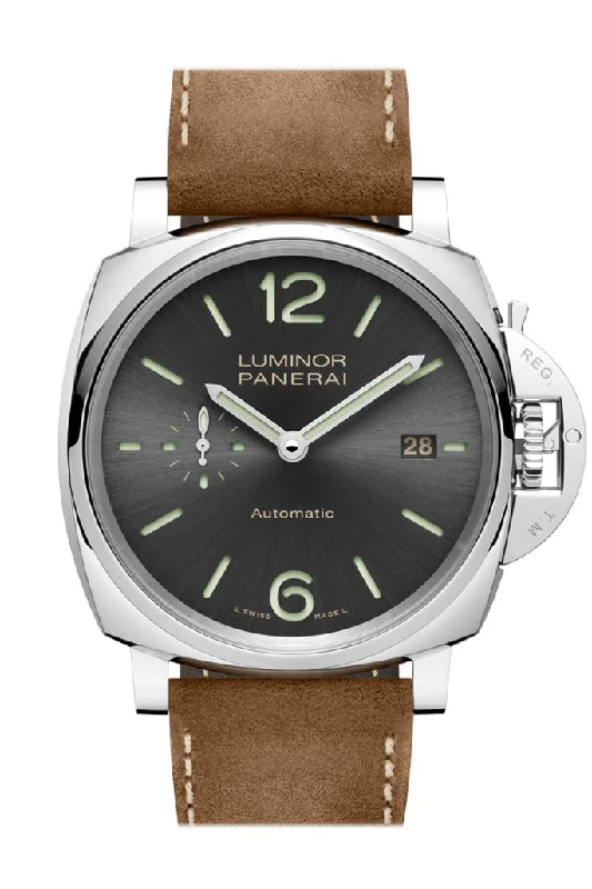 Panerai Luminor Due Brown Leather Grey Dial Watch PAM00904