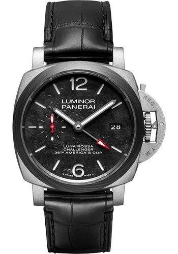 Panerai Luminor Luna Rossa GMT - 42mm - Sand-Blasted Titanium - Panerai Scafotech‚Ñ¢ Black Dial - PAM01096