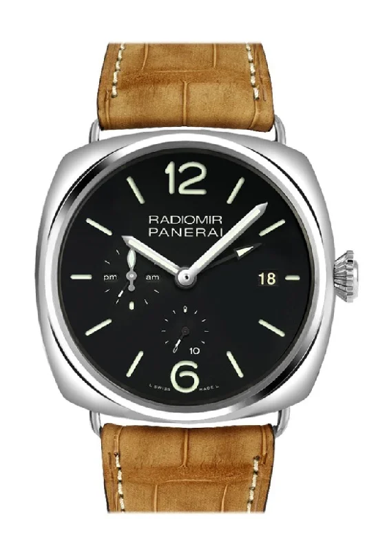 Panerai Radiomir 10 Days GMT Black Dial Brown Leather Strap Men's Watch PAM00323