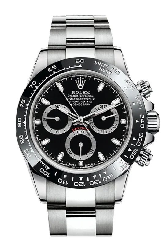 ROLEX Cosmograph Daytona 40 Black Dial Stainless Steel Oyster Men's Watch 116500LN 116500