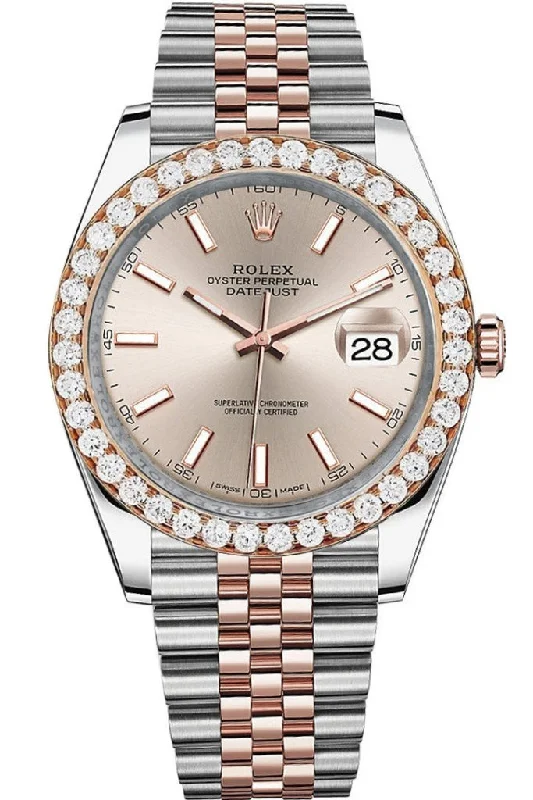 Rolex Custom Diamond Bezel Datejust 41mm Two Tone Rose Gold Jubilee Men's Watch 126331