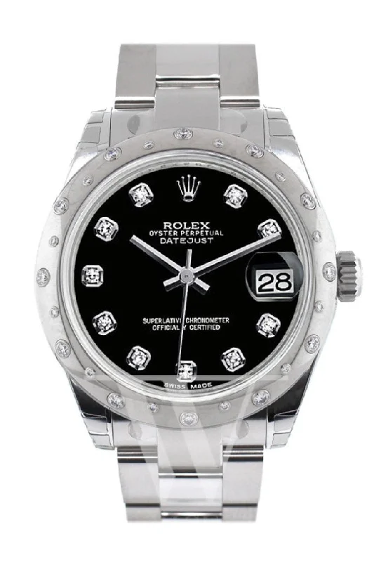 Rolex Datejust 31 Black Diamond Dial Dome set with Diamonds Bezel Ladies Watch 178344 Pre-owned