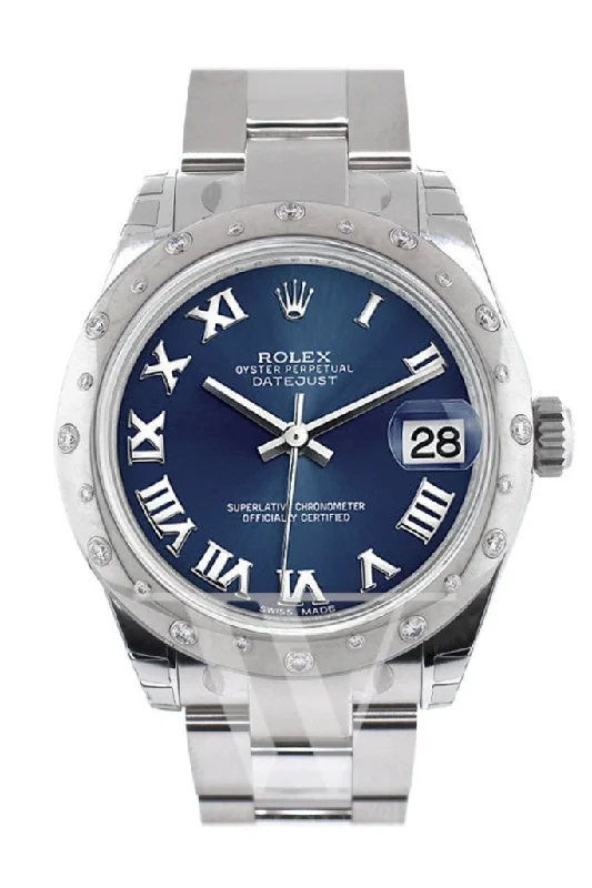 ROLEX Datejust 31 Blue Stainless Steel and 18K White Gold Ladies Watch 178344 Pre-owned