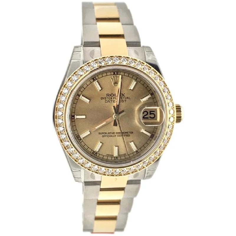 ROLEX Datejust 31 Champagne Dial 18k Yellow Gold Ladies Watch 178383 Pre-owned