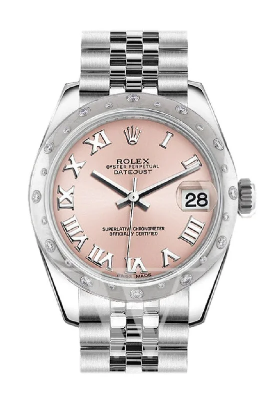 Rolex Datejust 31 Pink Roman Dial Dome set with Diamonds Bezel Jubilee Ladies Watch 178344 Pre-owned