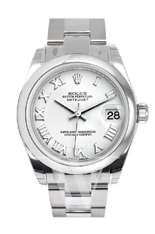 ROLEX Datejust 31 White Roman Dial Steel Ladies Watch 178240 Pre-owned