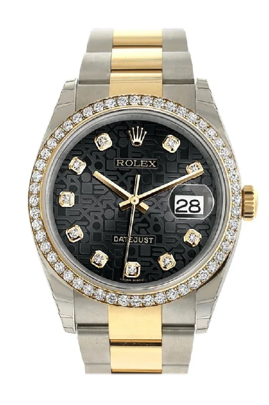 Rolex Datejust 36 Black Jubilee design diamonds Dial 18k White Gold Diamond Bezel Ladies Watch 116243 Pre-owned