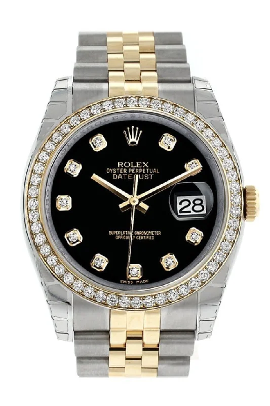 Rolex Datejust 36 Black diamonds Dial 18k White Gold Diamond Bezel Jubilee Ladies Watch 116243 Pre-owned