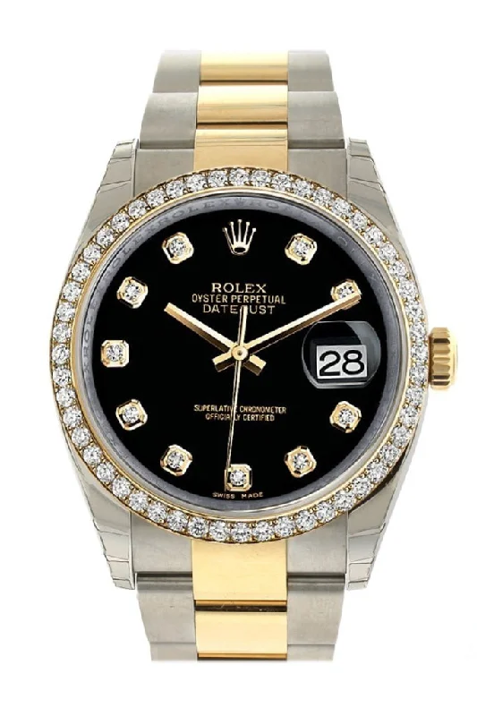 Rolex Datejust 36 Black diamonds Dial 18k White Gold Diamond Bezel Ladies Watch 116243 Pre-owned