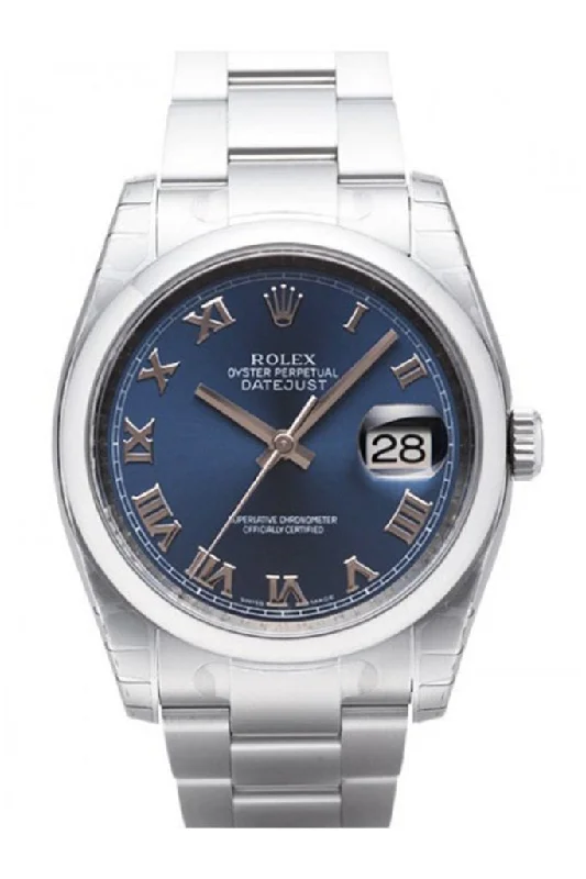 ROLEX Datejust 36 Blue Roman Dial Stainless Steel Watch 116200 Pre-owned