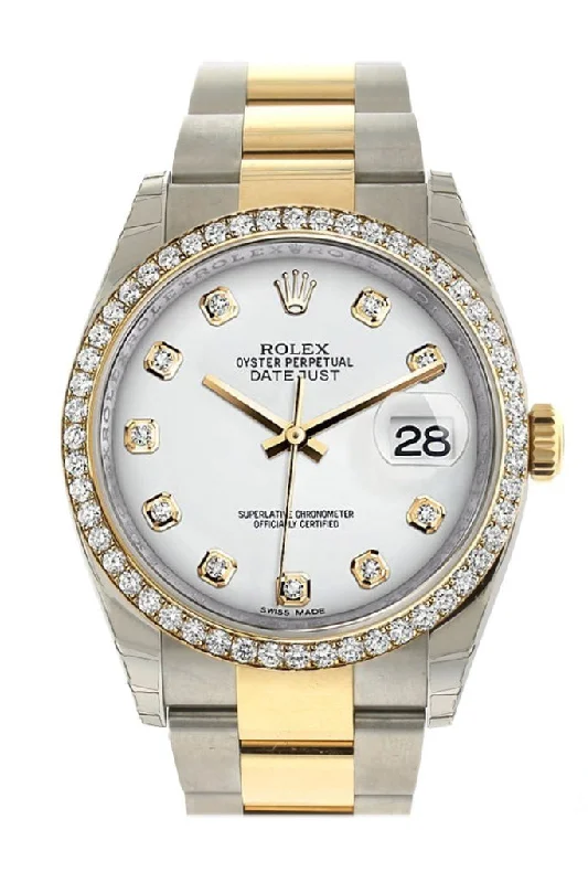 Rolex Datejust 36 White diamonds Dial 18k White Gold Diamond Bezel Ladies Watch 116243 Pre-owned