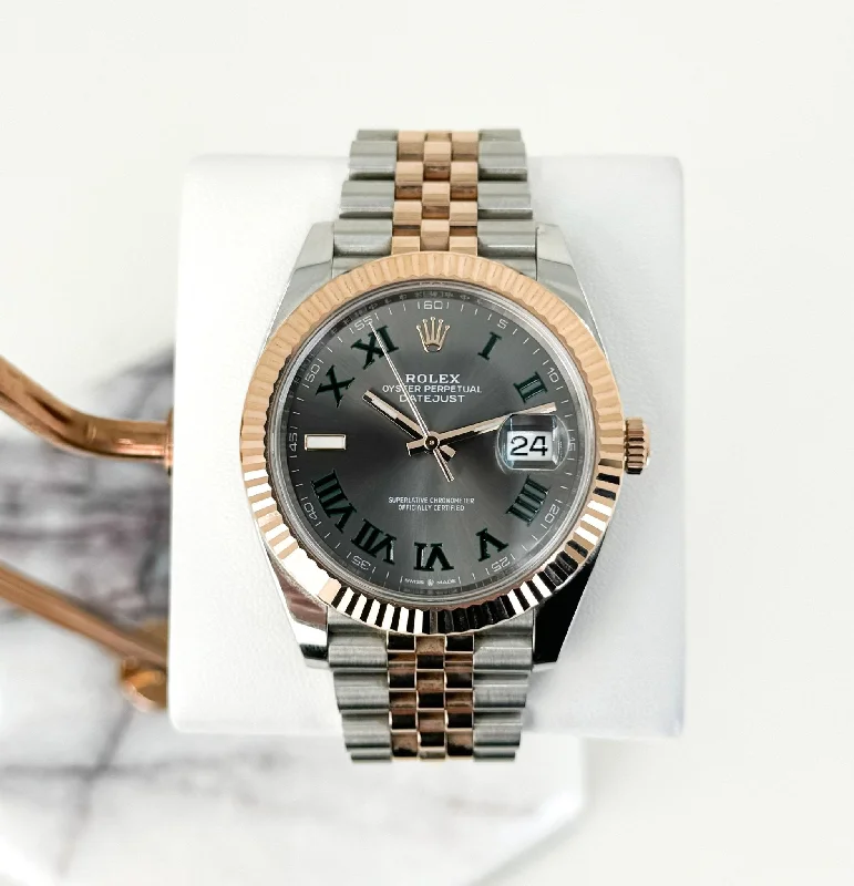 Rolex Datejust 36 Rose Gold/Steel "Wimbledon" Slate Roman Dial & Fluted Bezel Jubilee Bracelet 126231