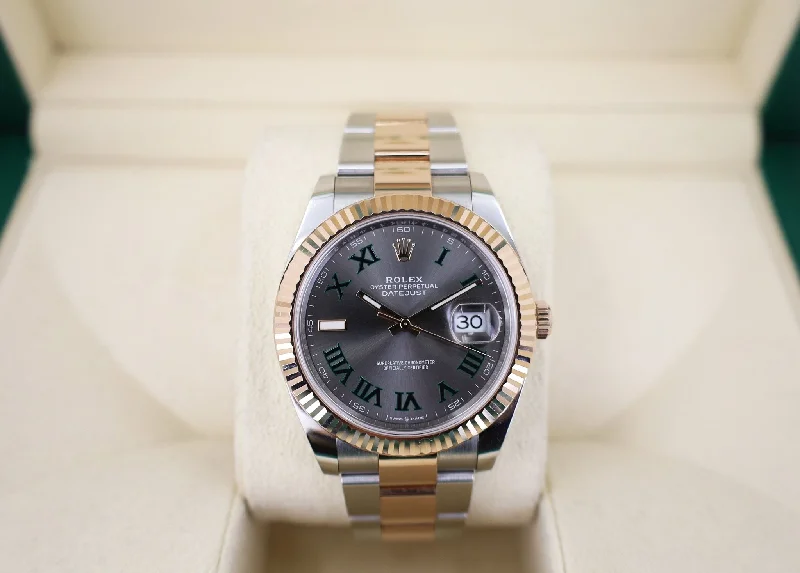 Rolex Datejust 36 Rose Gold/Steel "Wimbledon" Slate Roman Dial & Fluted Bezel Oyster Bracelet 126231