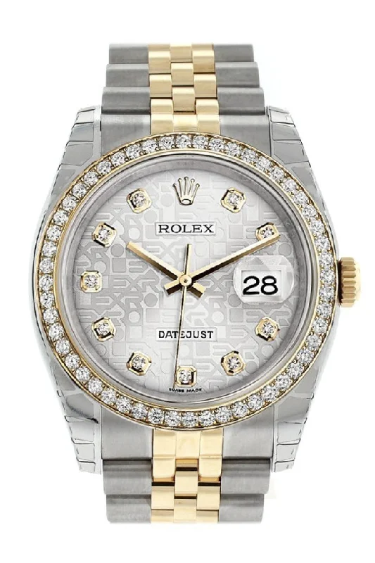 Rolex Datejust 36 Silver Jubilee design diamonds Dial 18k White Gold Diamond Bezel Jubilee Ladies Watch 116243 Pre-owned