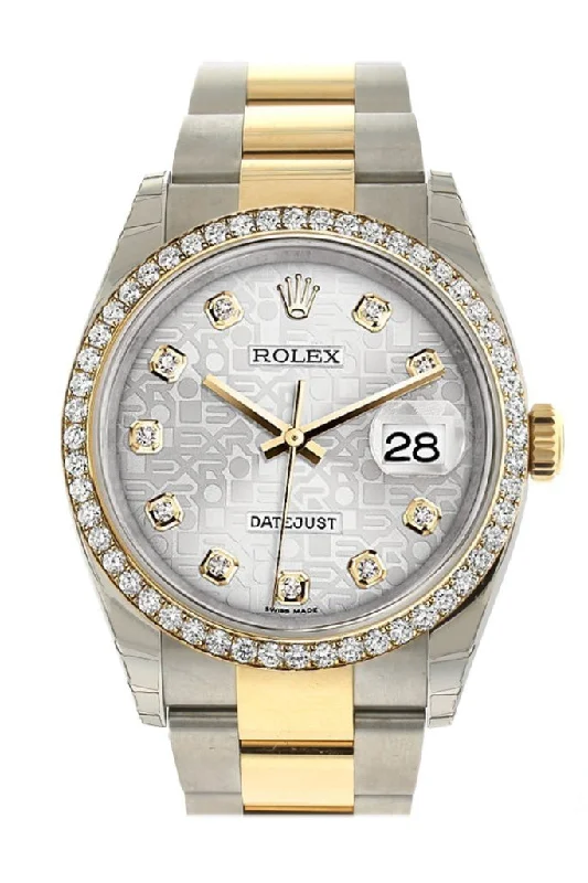 Rolex Datejust 36 Silver Jubilee design diamonds Dial 18k White Gold Diamond Bezel Ladies Watch 116243 Pre-owned