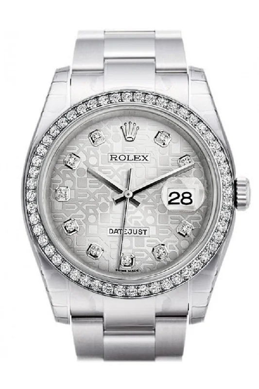 Rolex Datejust 36 Silver Jubilee design Diamonds Dial 18k White Gold Diamond Bezel Men's Watch 116244 Pre-owned