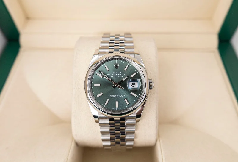 Rolex Datejust 36 Stainless Steel Mint Green Index Dial & Smooth Domed Bezel Jubilee Bracelet 126200