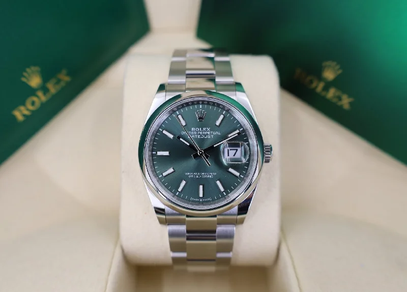 Rolex Datejust 36 Stainless Steel Mint Green Index Dial & Smooth Domed Bezel Oyster Bracelet 126200