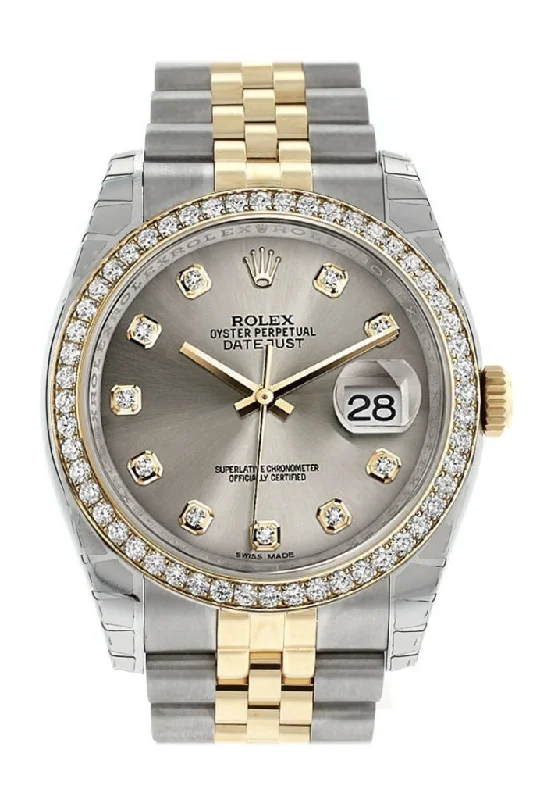 Rolex Datejust 36 Steel diamonds Dial 18k White Gold Diamond Bezel Jubilee Ladies Watch 116243 Pre-owned