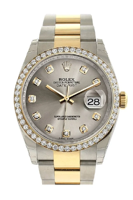 Rolex Datejust 36 Steel diamonds Dial 18k White Gold Diamond Bezel Ladies Watch 116243 Pre-owned