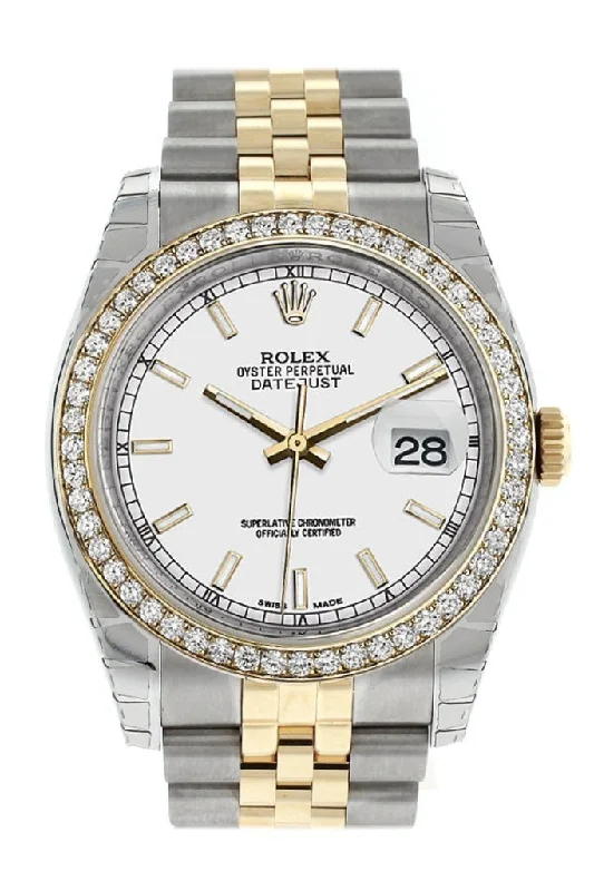 Rolex Datejust 36 White Dial 18k White Gold Diamond Bezel Jubilee Ladies Watch 116243 Pre-owned