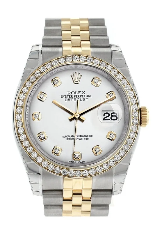 Rolex Datejust 36 White diamonds Dial 18k White Gold Diamond Bezel Jubilee Ladies Watch 116243 Pre-owned