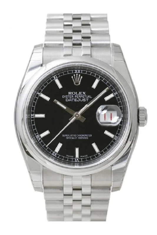 ROLEX Datejust 36 Black Dial Steel Jubilee Mens Watch 116200 Pre-owned