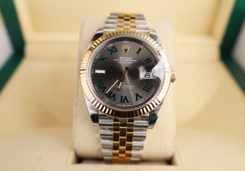 Rolex Datejust 41 Yellow Gold/Steel Slate Roman Dial Fluted Bezel Jubilee Bracelet 126333 -