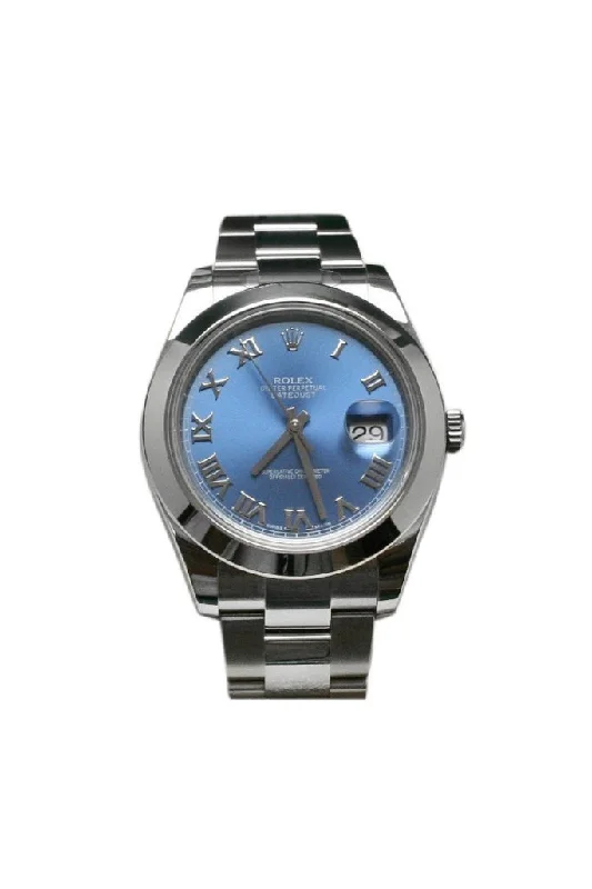 ROLEX Datejust II 41 Blue Azzurro Roman Dial Steel Men's Watch 116300 Pre-owned