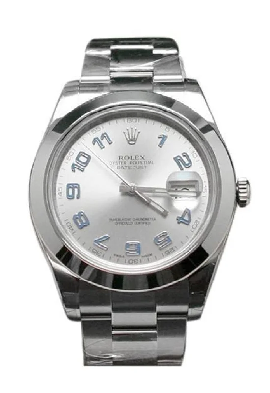 ROLEX Datejust II 41 Rhodium Blue Arab Dial Steel Men's Watch 116300 Pre-owned