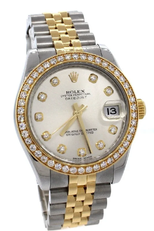 Rolex Datejust Lady 31 Silver Diamond Dial 18 Carat Yellow Gold Ladies Watch 178383 Pre-owned