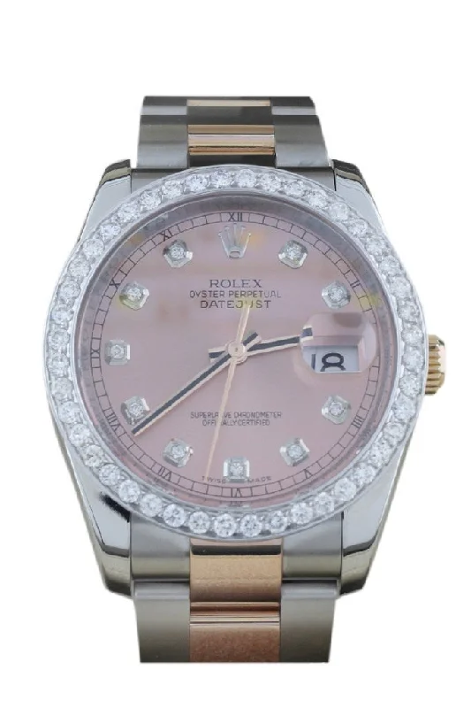 Rolex Custom Datejust 36 Pink Diamond Dial Dia Bezel 116201 Pre-owned