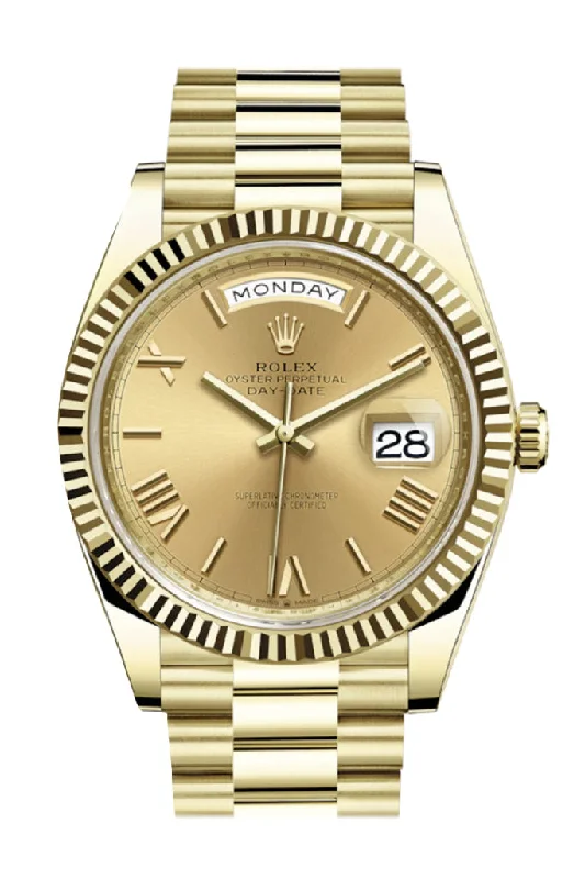 Rolex Day-Date 40 Champagne Roman Dial 18K Yellow Gold President Automatic Men's Watch 228238