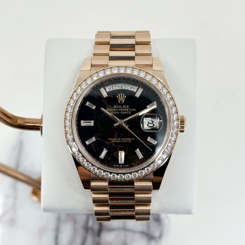 Rolex Day-Date 40 Rose Gold Eisenkiesel Diamond Dial & Diamond Bezel President Bracelet - 228345RBR