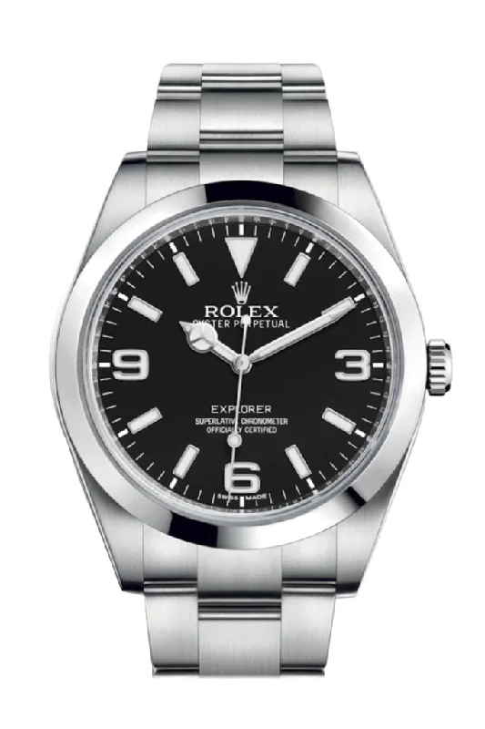 ROLEX Explorer I 1 Black Dial Steel Mens Watch 214270