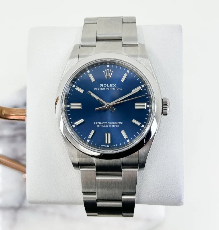 Rolex Oyster Perpetual 36 Watch - Domed Bezel - Blue Index Dial - Oyster Bracelet - 2020 Release - 126000 bluio