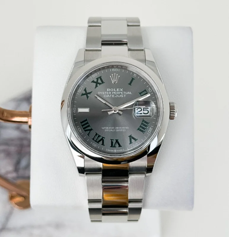 Rolex Oystersteel Datejust 36 Watch - Domed Bezel - Slate Roman Dial - Oyster Bracelet - 126200 slgro