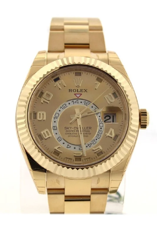 Rolex Sky-Dweller 42 Champagne Arabic Dial Yellow Gold Men's Watch 326938